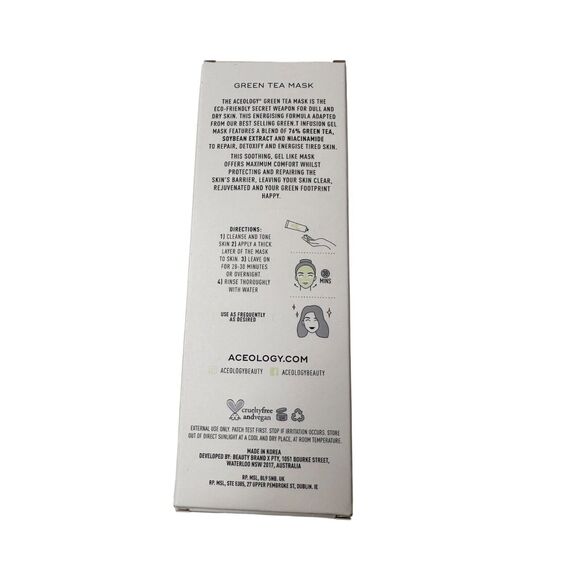 Aceology Green Tea Mask 65ml Vegan Cruelty-Free Skincare Hydrating Face Mask - Picture 3 of 7
